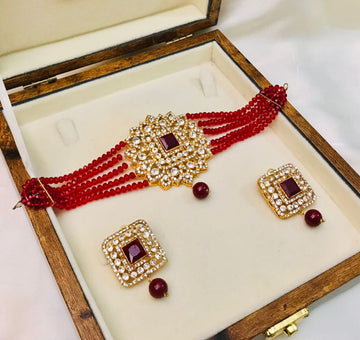 NEELUM Choker Set: Available in Pearl, Green, Blue, and Maroon